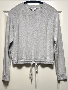 Banana Republic Baby Terry Lightweight Cropped Sweatshirt Light Gray Heather L
